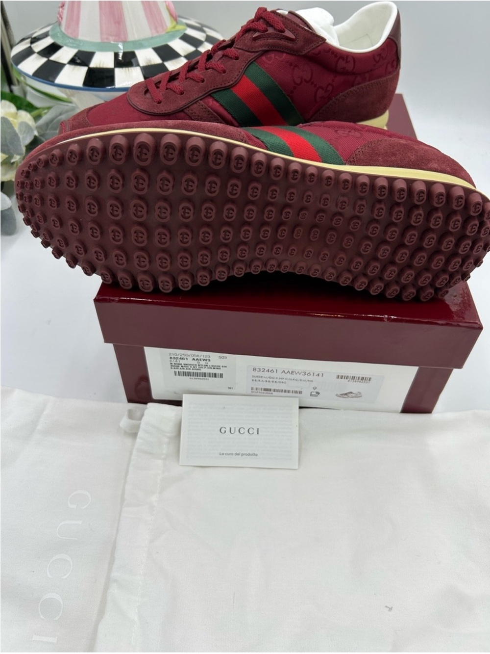 Men’s Gucci RE-motion suede Webb striped sneakers. Size 9 fits 10 US made Italy. - Picture 6 of 9
